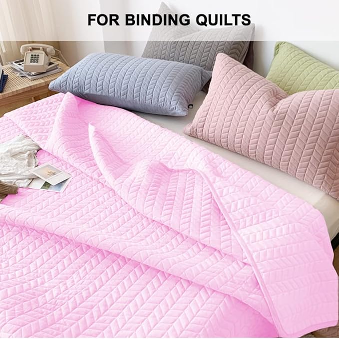 Bias Tape Double Fold 1 inch, Double Fold Bias Binding Tape 55 Yards (Pink) and 4 Pieces Sewing Fabric Chalks for Crafts, Sewing, Seaming, Hemming, Piping, Quilting.