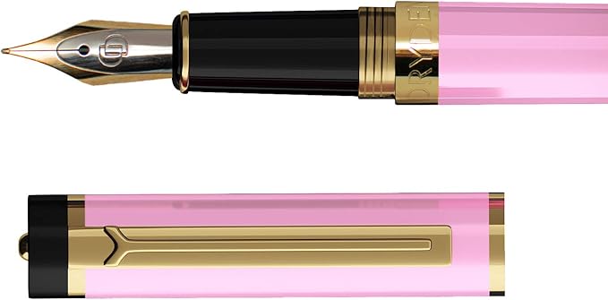Dryden Designs Fountain Pen. Medium Nib Premium Box | 6 Ink Cartridges Included (Luscious Pink)