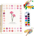 Clhjinruoliu Water Color Workbook,Animals Flowers Ocean Water Coloring Book, Nature Scenes Paint Set Art Crafts, Beginner-Friendly Watercolor Workbook, with 12 Colors Paints Set with Paint Brush,Flowe