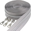MebuZip #5 Silver Metallic Nylon Coil Zippers by The Yard Bulk Coil Zipper Roll 10 Yards with 25pcs Pulls for DIY Sewing Craft Bags (Grey)