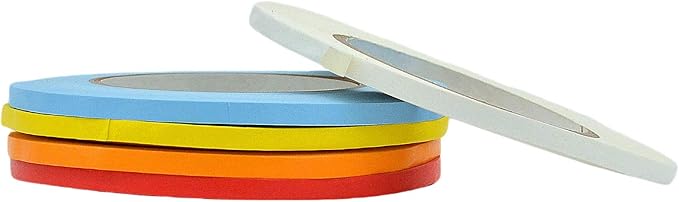 WOD CFTC6 Console Artist Tape Made in USA Rainbow, 1/4 inch x 60 yds. Set of 5 Rolls - Flatback Paper Marking/Labeling Tape Residue Free, for Watercolor Paper to Prevent Tearing