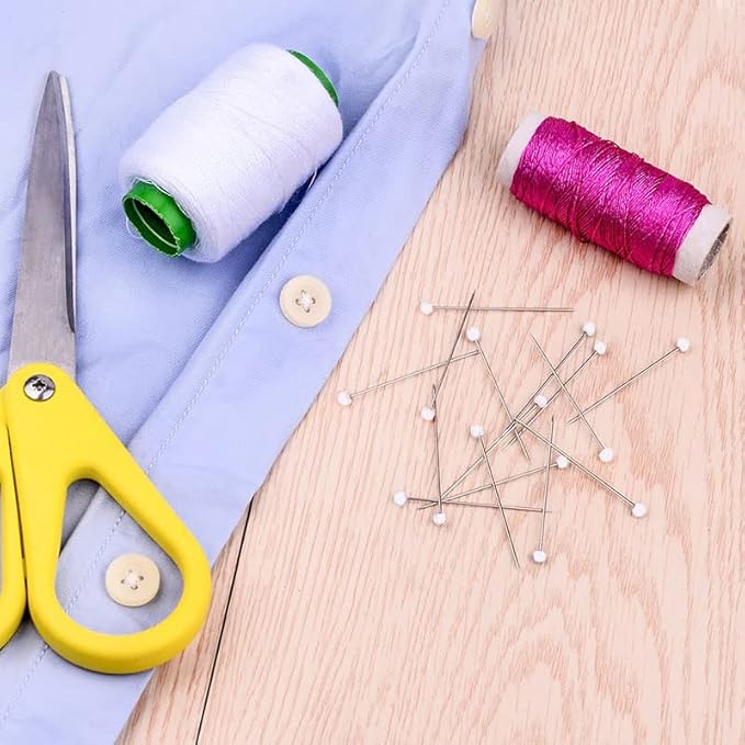 250 Pcs 1.5 Inch White Sewing Pins Ball Glass Head Pins Straight Quilting Pins for Dressmaker, Jewelry DIY Decoration, Craft and Sewing Project