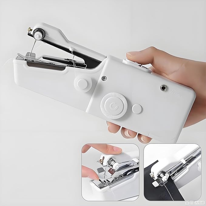 Handheld Sewing Machine, Mini Portable Sewing Machine Kit for Beginners, Travel Emergency Clothes Repair & Quick Fixes with Accessories, for Lightweight Fabrics (White, B)