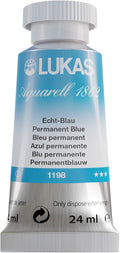 Lukas 1862 Aquarell Artists' Watercolor Tubes, Permanent Blue 24 ml - Vibrant Professional Grade Watercolor Paint - Easy-to-Wet, Intense Color, Long-lasting - Ideal for Professional Watercolorists