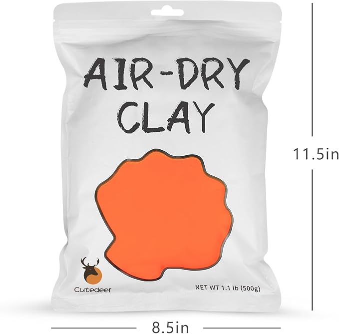 Cutedeer Orange Air Dry Clay, 1.1lb Foam Modeling Clay, Soft Squishy Molding for Kids Adults, Arts & Crafts Project Slime Supplies(1.1lb - 1 Pack, Orange)