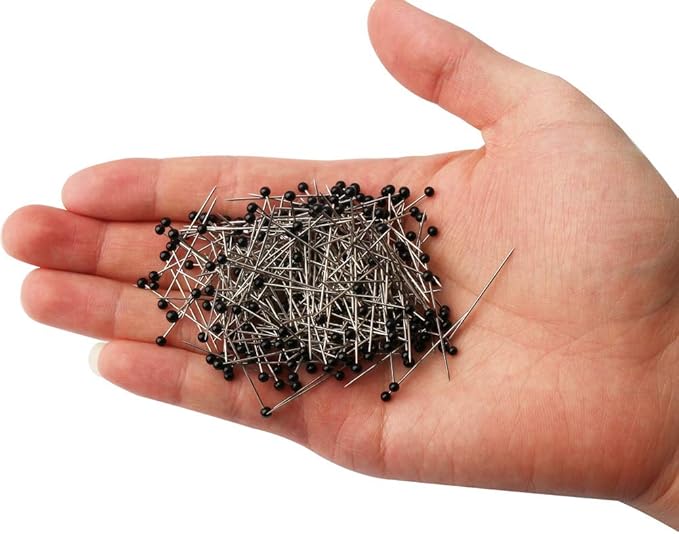 250 Pieces Sewing Pins Ball Glass Head Pins Straight Quilting Pins for Dressmaker Jewelry Decoration, Black