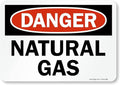 SmartSign 7 x 10 inch “Danger - Natural Gas” OSHA Label with Adhesive Backing, 3 mil Laminated Adhesive Polyester, Red, Black and White