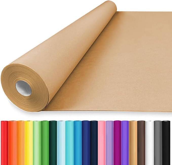 Vanhench Brown Wrapping Paper Roll 36"x 2400" (200'), Bulletin Board Paper Kraft/Craft Paper, Birthday Valentines Bouquet Flower Gift Packing Art Poster Crafting Moving Shipping Supplies, 70GSM 55LB