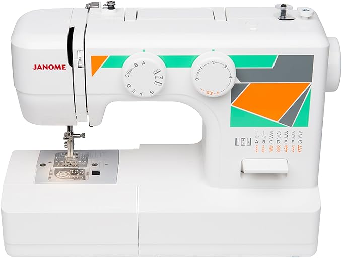 Janome MOD-15 Easy-to-Use Sewing Machine with 15 Stitches, Adjustable Stitch Length and 5-Piece Feed Dogs