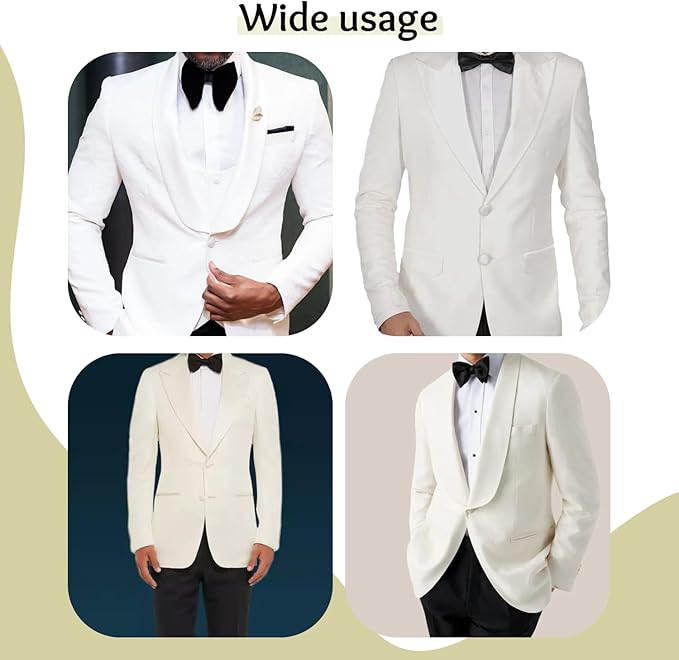 100 Pcs White Tuxedo Buttons 0.6 inch (15 mm) White Satin Buttons for Sewing Fabric Covered Smooth Cloth Metal Shank Round Ideal for Formalwear Wedding Dress Blouse Skirts Crafts