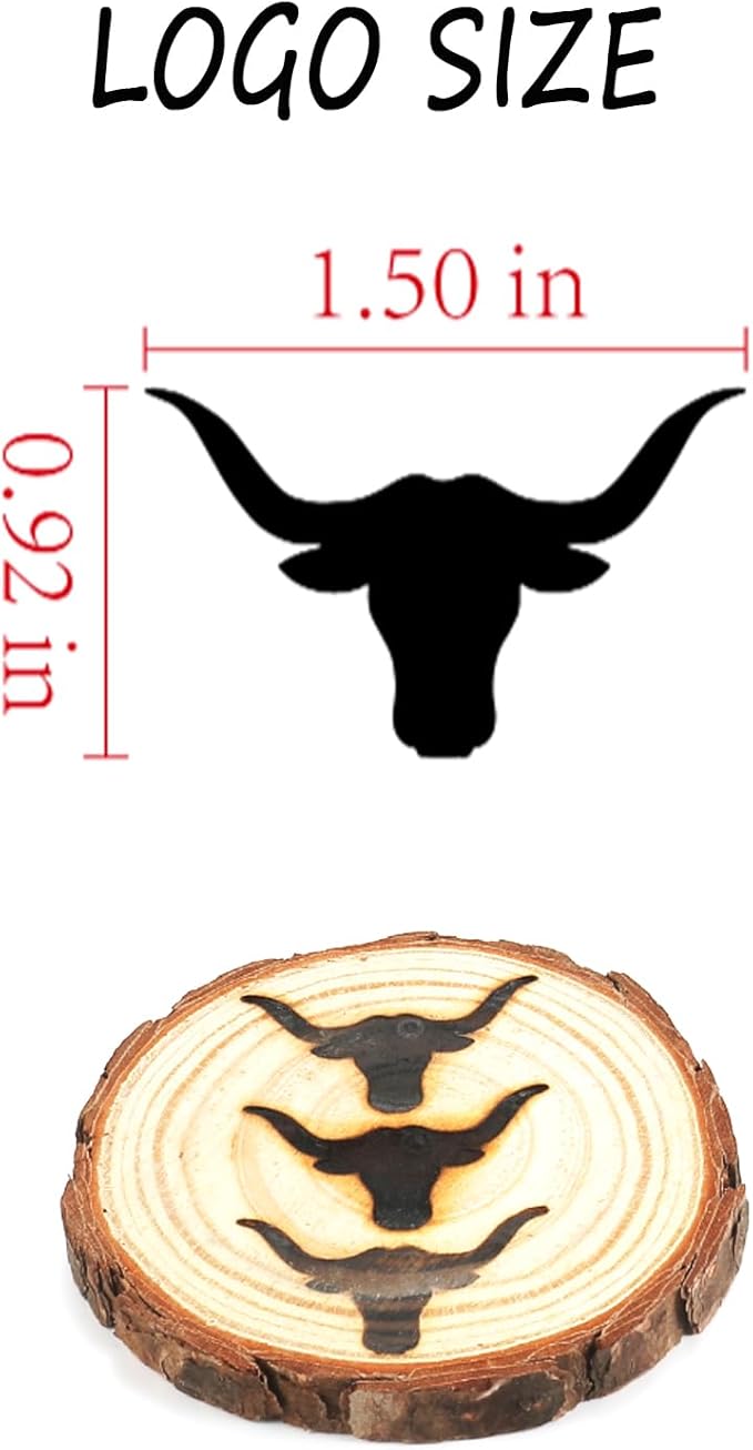 AIMOADO Texas Longhorn Branding Iron Stamp, 1 1/2" Wood Branding Iron Personalized Logo for Meat, Burger, Wood, Hats with Full Set Tools