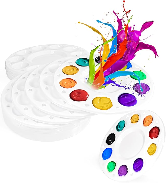 Cute Plastic Paint Tray Palettes with Heart-Shaped Cutouts - Perfect for Artists, Craft Enthusiasts and Hobbyists, Durable and Reusable Paint Pallets for All Your Creative Needs (44, 6.32IN-White)