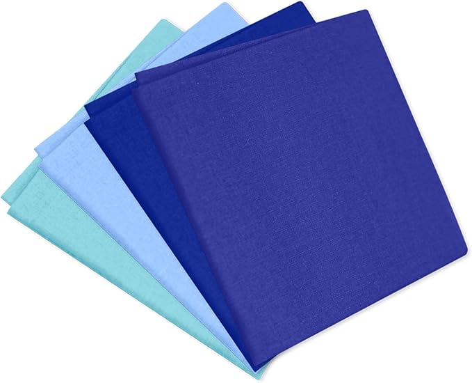 18 * 21inch Cotton Fabric Premium, Solid Precut Fabric Pure Quilting Fat Quarter Bundles Patchwork for Sewing DIY Craft (Blue, 4PCS)