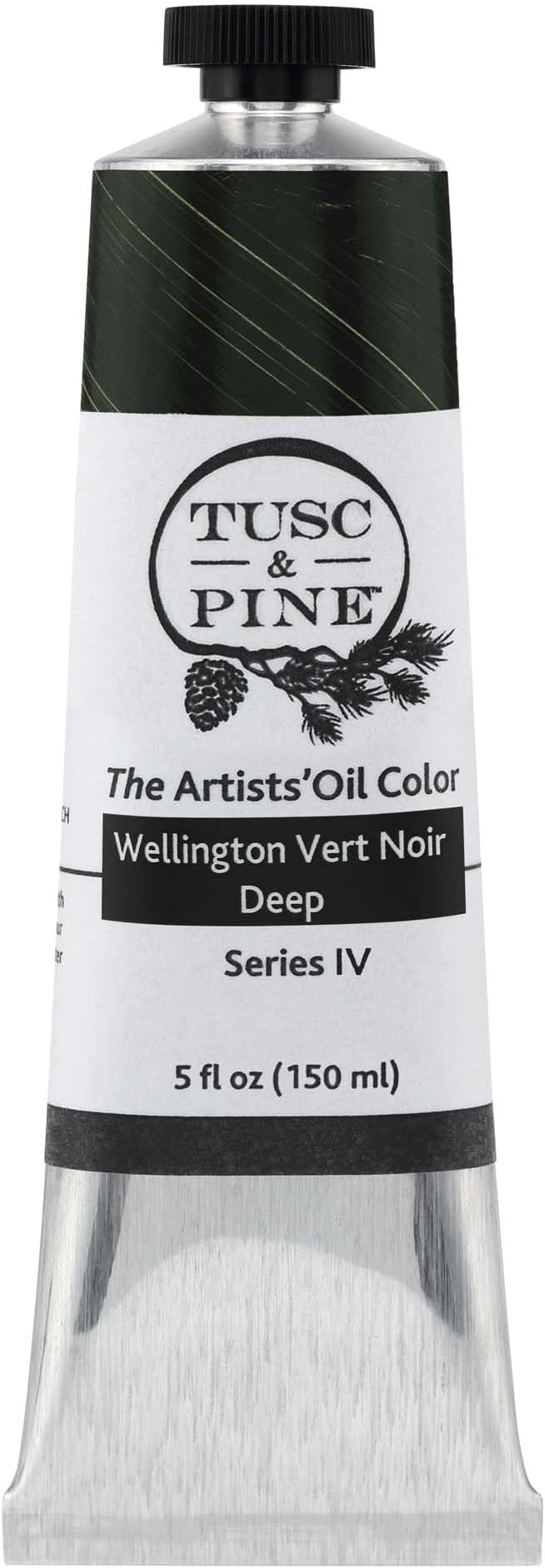 Tusc & Pine Artist Oil Paint - Wellington Vert Noir Deep, 150 ml, Non-Yellowing, Rich & Creamy Consistency, Maximum Pigment Load, Small Batch Milled Oil Paints Made in the USA for Professional Artists
