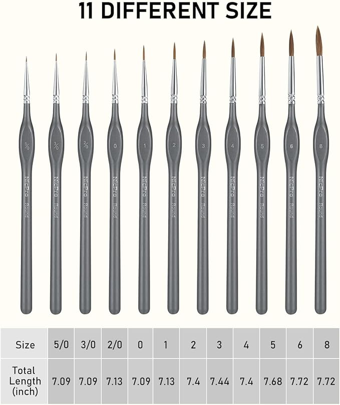 Nicpro Kolinsky Sable Miniature Paint Brushes, 11PCS Fine Detail Paint Brushes for Acrylic Watercolor, Models, Small Fine Detail Paint Brush Set for Mini Paints - Thin Artist Kit with Nylon Holder
