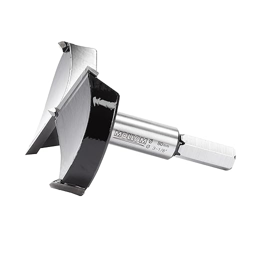 Mollom 3-1/8" (80mm) Forstner Drill Bit for Precise Woodworking with Durable YG8 Carbide Thickness of 2.0mm,This Hinge Cutter Tool is Ideal for Hard Wood, Plastic, Plywood