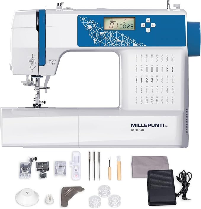 MILLEPUNTI MHP30 Electronic Sewing Machine, LCD Display, 40 Built-in Stitches, Automatic Needle Threader, Accessory Kit, Computerized Sewing Machine for Beginners & Advanced