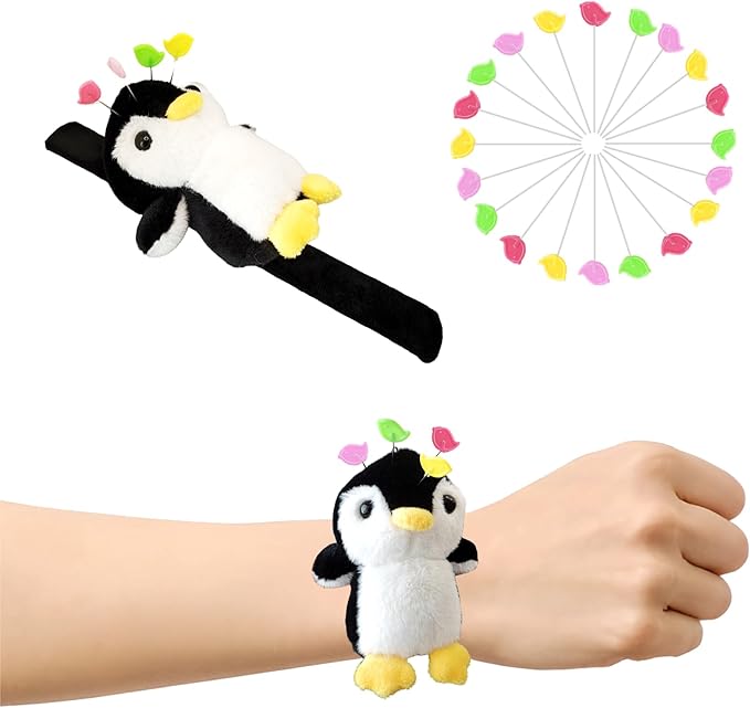 Lovely Penguin Wrist Pin Cushion Kit for Sewing with 50 Cute Bird Needles,Including Threader, Thimble ＆Tape Measure for Quilting DIY Projects.