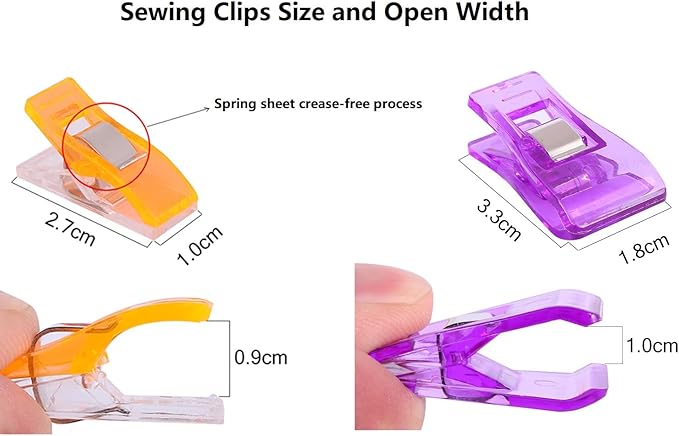 Pack of 100 Sewing Clips and Fabric Clip, Sewing Notions for Sewing Quilting Supplies, Crafting Tools Accessories, Paper Work, Assorted Colors (80 Small+20 Middle Plastic Clips)
