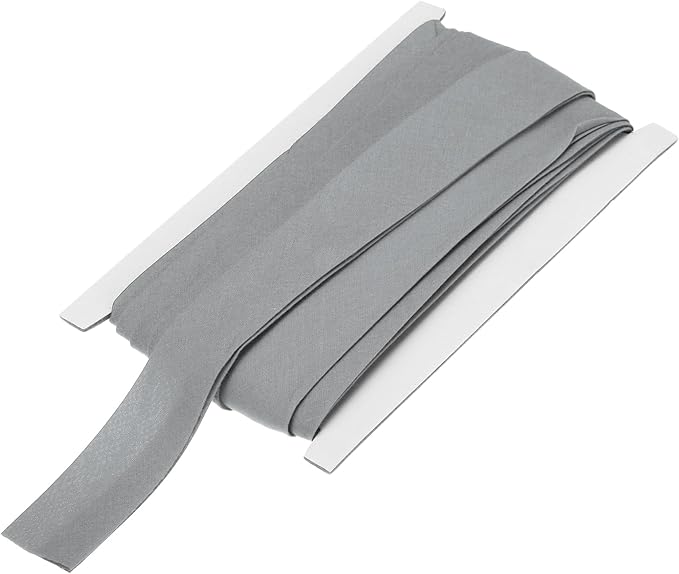 MECCANIXITY 1 Inch Double Fold Bias Tape Continuous Bulk Cotton Bias Tape for Sewing Seaming Quilting Hemming Binding Crafts (White Gray 12 Yards)