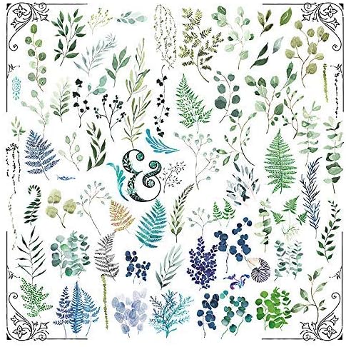 56PCS Middle Size Plants Scrapbook Stickers - Doraking DIY Decoration Transparent Sulfuric Paper Plants Stickers for Scrapbook Decoration Without Repeat