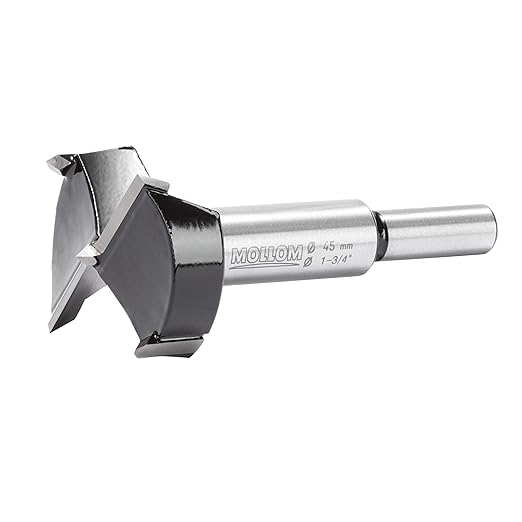 Mollom 1-3/4" (45mm) Forstner Drill Bit for Precise Woodworking with Durable YG8 Carbide Thickness of 2.0mm,This Hinge Cutter Tool is Ideal for Hard Wood, Plastic, Plywood