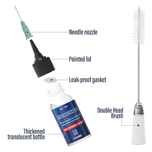 SMAPHY Sewing Machine Oil with Oil Applicator and Dual-Ended Brush, Clear Machine Oil for Lubrication of All Sewing Machine Moving Parts