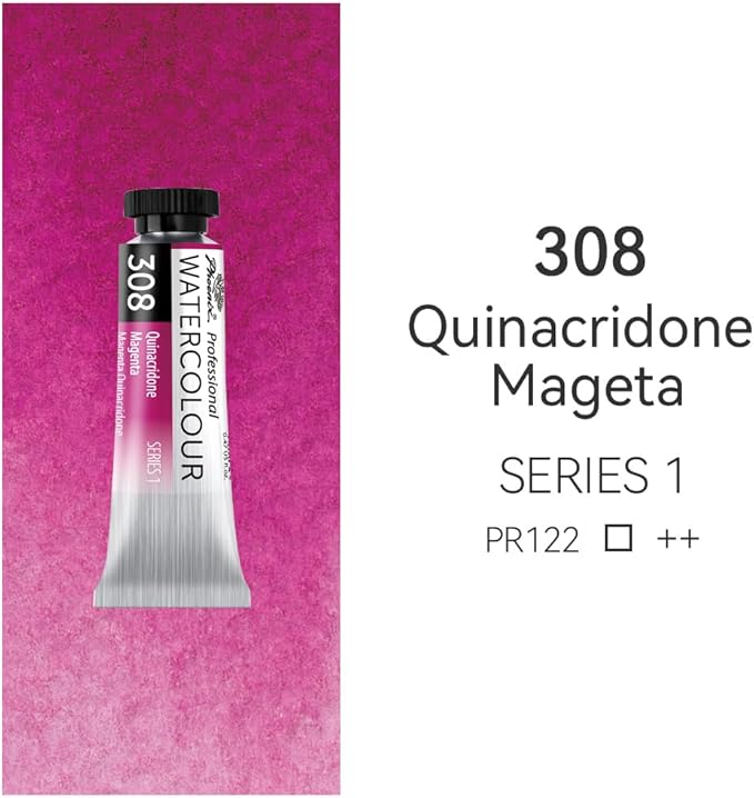 PHOENIX Professional Watercolor Paint Single Tube - 0.47 Fl Oz / 14ml - Quinacridone Magenta