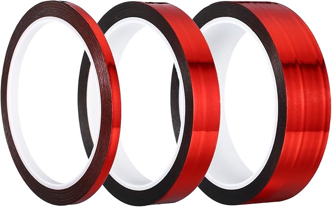 PATIKIL Metalized Tape 0.2/0.6/1 Inch x 55 Yards, 3 Roll Mirror Metallic Masking Foil Sticker Self Adhesive for Detailing Accent Wall Graphic Arts, Red