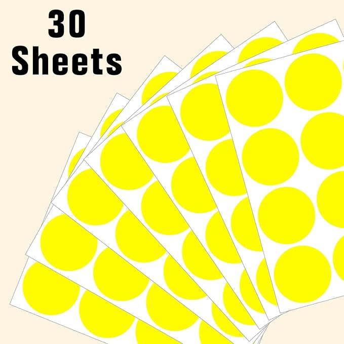 2" Round Large Colored Removable Stickers Labels - Yellow,Pack of 300