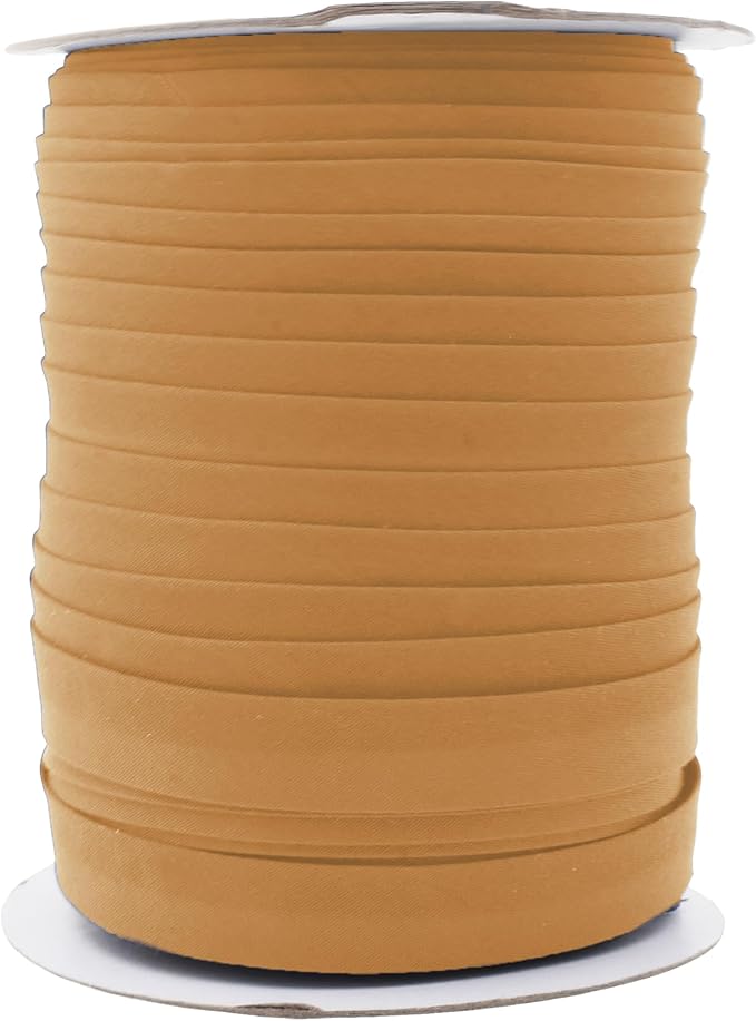 Mandala Crafts 55 Yards 5/8 Inch Camel Double Fold Bias Tape for Sewing - Bias Binding Tape for Quilting Binding, Hemming, Seam, and Fabric Piping