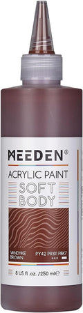 MEEDEN Vandyke Brown Acrylic Paint: Matte Finish 250ml/8.45oz Soft Body Bulk Acrylic Colors in Ergonomic Bottle - Fluid Flow Art Paints for Artists Canvas Painting