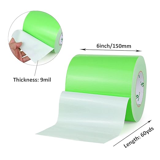 BOMEI PACK 6inch Wide Green Duct Tape, Heavy Duty Strong Waterproof Industrial Color Duct Tape 9.0mil x 6inch x 60yds for Crafts, Home Improvement, Repairs, & Projects