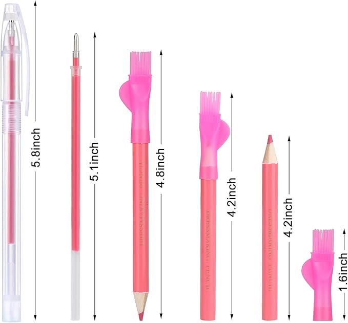 Tailors Chalk,Sewing Fabric Chalk and Fabric Markers for Quilting,10PCS Tailor’s Chalk,4PCS Heat Erasable Fabric Marking Pens with 4 Refills,3 PCS Sewing Fabric Pencils
