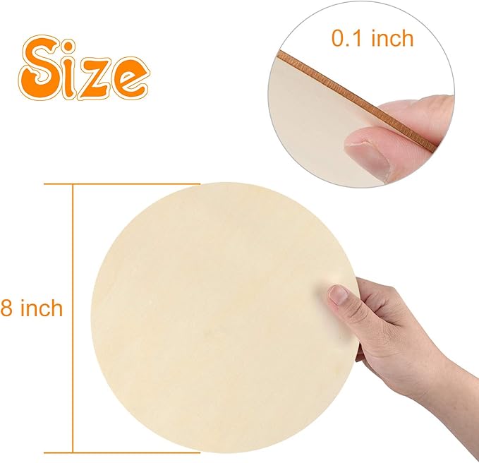Coopay 20 Pieces 8 Inch Wooden Circles, Unfinished Round Wood Slices Natural Wooden Cutouts for Door Hanger, Painting, Wedding, Home Decoration DIY Wood Craft Supplies