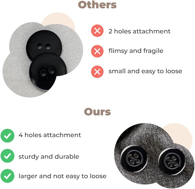 100 Pcs Black Pant Buttons 0.7 inch Industrial Buttons for Sewing 27L 4 Hole Sewing Round Plastic Replacement Bulk Ideal for Pant Uniform Pants Jeans Jacket Skirt Shorts Craft DIY Art Decorative