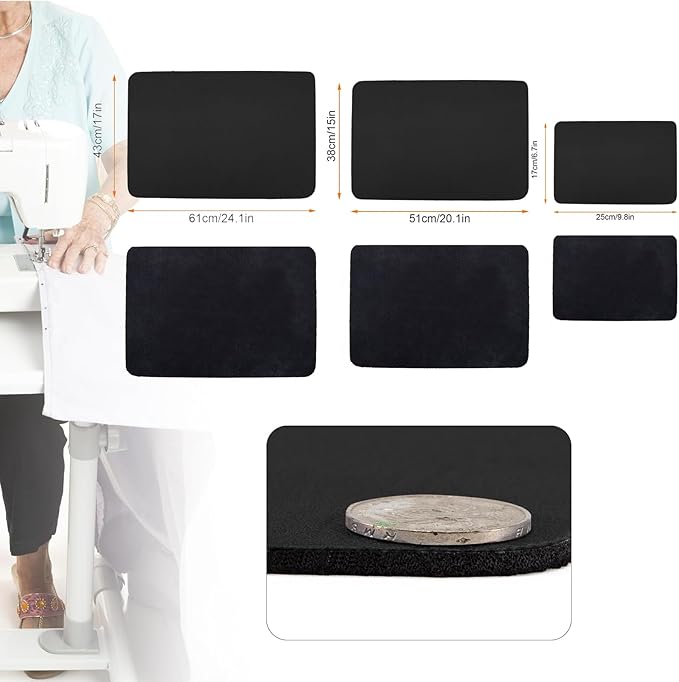 QEES Sewing Machine Foot Pedal Mat-No Slip,Waterproof Foot Pedal Pads Keeps Pedal in Place, for Quilters,Sewing Quilting Supplies,Sewing Machine and Sergers Accessories.Black 7'' X 10''
