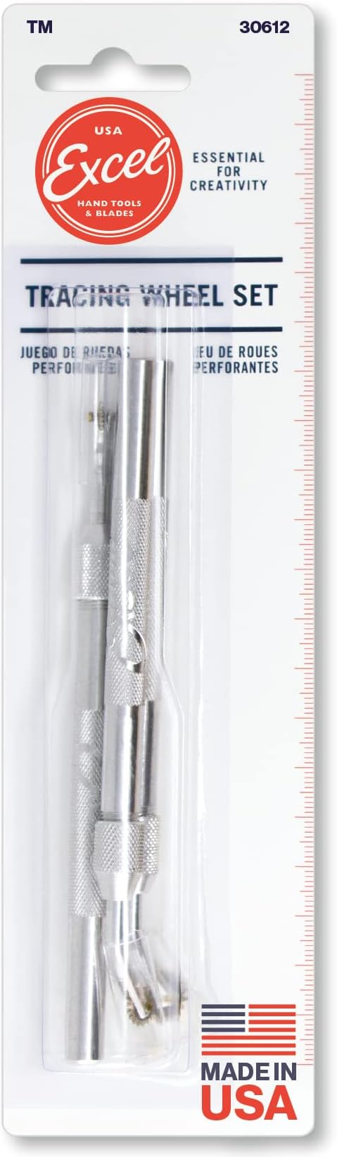 Excel Blades Pounce Wheel Set – Stainless Steel Fabric Tracing, Perforating, Cutting, Sewing, Quilting & Embossing Tool – Set of 3 Assorted Sizes – Made in USA
