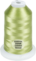Simthread Trilobal Polyester Thread – 5000M (5500yds) No.40 – Super Sheen, Tangle-Free – Built-in Thread Lock Spool – Compatible with Brother, Singer, Janome & More, Fresh Green-027