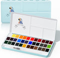 36 Color Solid Watercolor Paint Set with Metal Case & Brush, Highly Pigmented Watercolor for Beginners, Students & Outdoor Painting
