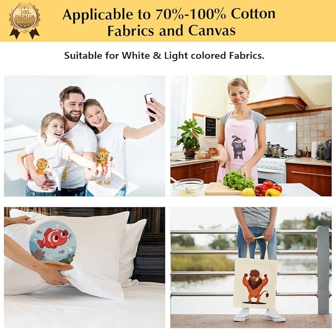 TransOurDream Heat Transfer Paper for Inkjet & Laserjet Printer (40 Sheets, 8.5x11, 3.0) Printable HTV Heat Transfer Vinyl for T Shirts Iron on Transfers for Light Fabrics (L3-40)