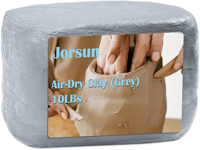 JOAWSOME Natural Air-Dry Clay Kaolin, Non-Toxic All-Purpose Compound 10LBs, All-Purpose Modeling Clay (Gray)