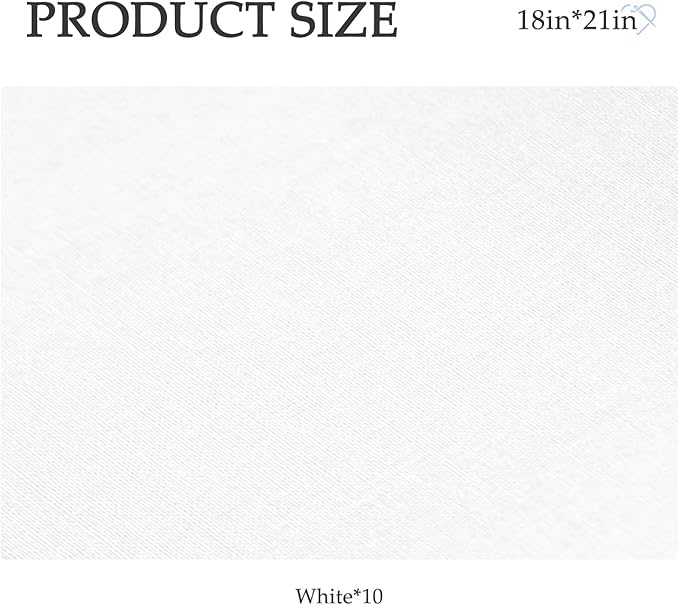 10 Pieces 18 x 21 Inches Cotton Fabric Precut Quilting Fabric Bundles Solid Colors Layer Cakes Quilt Material for DIY Craft Sewing Embroidery (White)