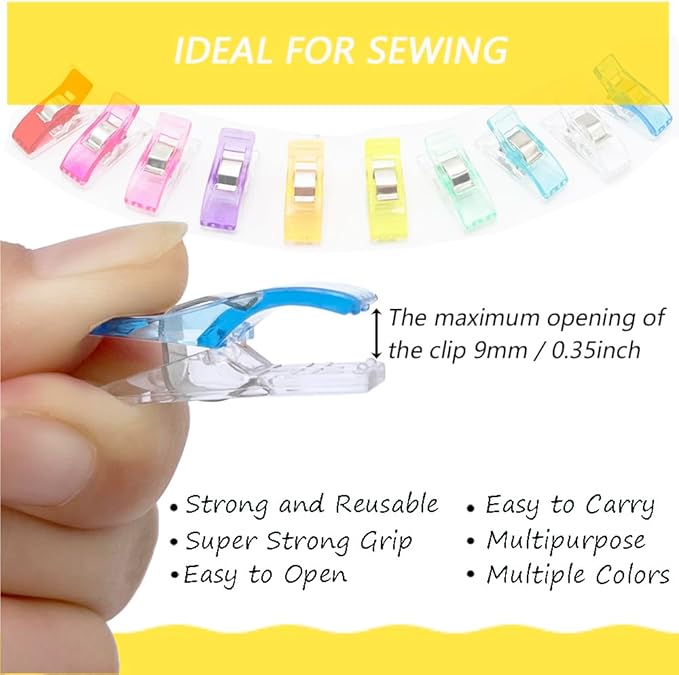 Sewing Clips, 450 Pcs with Plastic Box, KOLUPA Assorted Colors Fabric Clips for Quilting, Clamps for Crafts