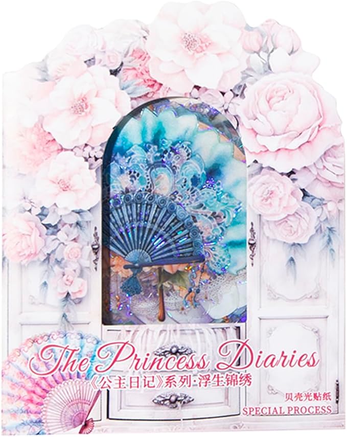 MAFELOE Scrapbook Stickers of 10 Pieces, PET Aesthetic Deco Stickers Journaling Supplies for Junk Bullet Bottles Laptop- Princess Diaries Series-E