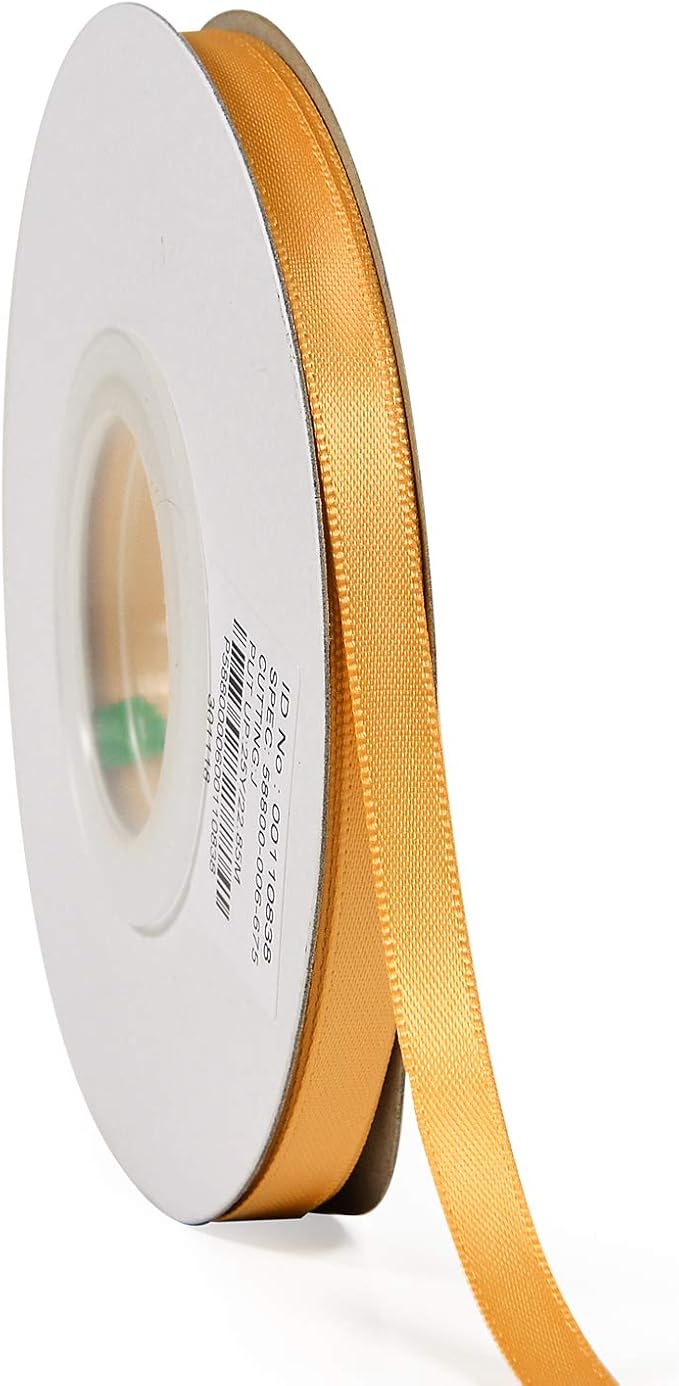 YAMA Gold Double Face Satin Ribbon Roll 1/4 Inch 25 Yards Thin Gold Ribbon for Gift Wrapping Ribbons Decorations DIY Crafts Arts