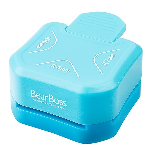 BearBoss 3 in 1 Corner Punch Paper Corner Rounder Cutter for Card Making Laminate Cardstock Scrapbooking Paper Crafts Business Cards, Ocean Blue 4mm, 7mm, 10mm