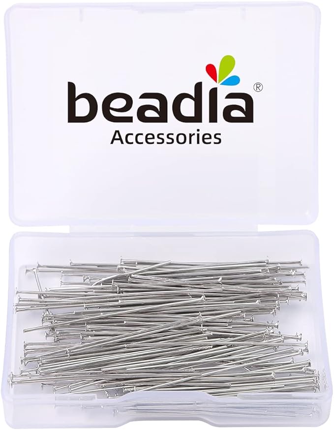 Platinum Plated Flat Head Pins Non Tarnish 40mm 150pcs for Jewelry Making Findings