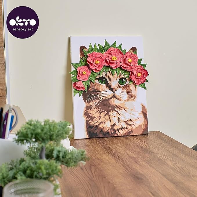 OKTO Art Kit A Cat in a Flower Crown | Arts & Crafts DIY Painting with Modeling Claу | Claу Kit for Painting | Painting Kits for Adults for Home Decoration Claу for Adults