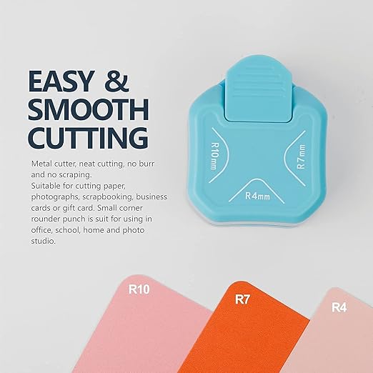BearBoss 3 in 1 Corner Punch Paper Corner Rounder Cutter for Card Making Laminate Cardstock Scrapbooking Paper Crafts Business Cards, Ocean Blue 4mm, 7mm, 10mm